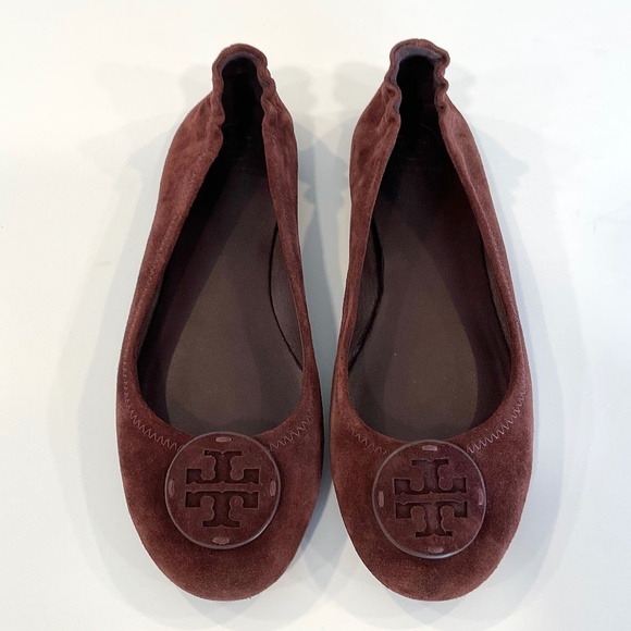 TORI BURCH Mini Travel Ballet Flats Brown Suede Size 9 NWOT - Picture 1 of 10